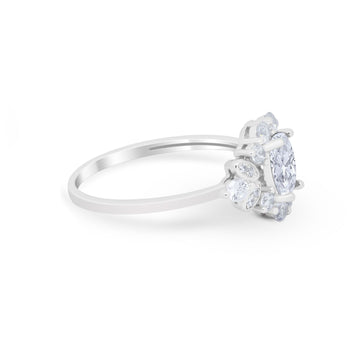 Oval Wedding Ring Vintage Round Simulated Cubic Zirconia 925 Sterling Silver